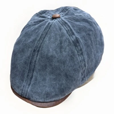 Gorra de algodón lavado época hiedra sombrero con visera de imitación de cuero color negro Foto 1 de 4