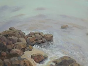 PINTURA AL ÓLEO ORIGINAL MICHAEL RICHARDSON ""Porthcressa St Mary's"" Islas de Scilly - Imagen 1 de 1