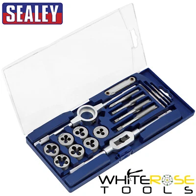 Conjunto de matriz de torneira Sealey M3-M12 suporte de chave de torneira medidor de rosca métrica 17 peças - Imagem 1 de 4