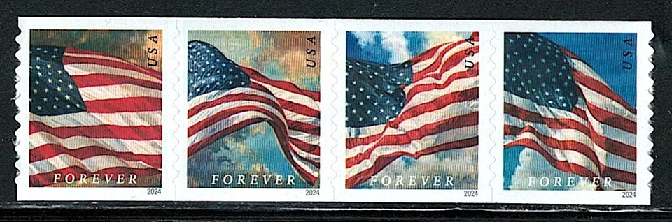 Mint US Strip of 4 Flag Coil Stamp Set, Scott# 5883-5886 (MNH) - Image 1 of 1