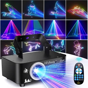 DJ Laser Party Lights, 3D Animation RGB Laser Stage Lighting, DMX512 Music Sound - Picture 1 of 12