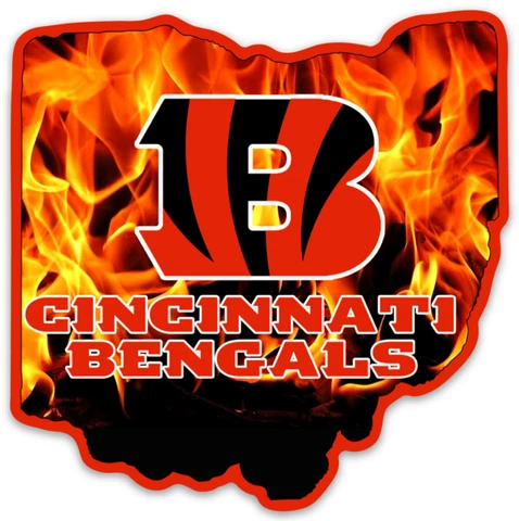 Cincinnati Bengals Flame Burst Logo type Outline State of OHIO Die-cut MAGNET Cover
