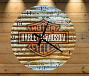 Vintage HARLEY DAVIDSON Wall Clock. 28cm Diameter. Mancave. Patina Shovelhead - Picture 1 of 4