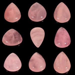 SUPERB NATURAL TRANSLUCENT PINK ROSE QUARTZ PEAR CABOCHON GEMSTONE CB- - Picture 1 of 10