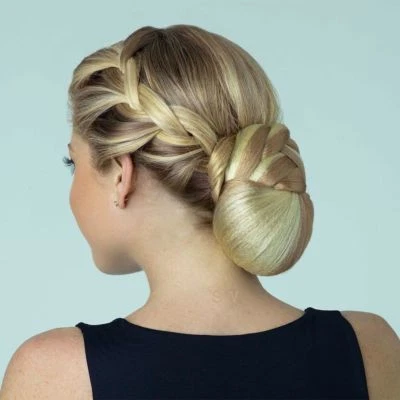 Bollo Trenzado - Marrón Medio con Rubio Dorado - Pieza de Pelo Sintético - TressAllure Foto 1 de 3