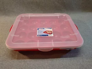 Sterilite 20 Holiday 3.5 Ornament Storage Case with Lid Red Holiday Orginazation - Picture 1 of 9