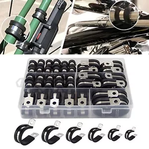 52pcs P Clips Cable Clamps Rubber Cushion Hose Pipe Clamp Brake Line Loop Tubing - Picture 1 of 21