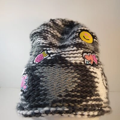 Gorro tejido de invierno rosa platino para niñas/damas Peace & Love Foto 1 de 4