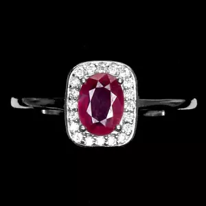 925 Sterling Silver Ring Oval Ruby 7x5mm Gemstpme Gemstone Jewelry Size 7 - Picture 1 of 10