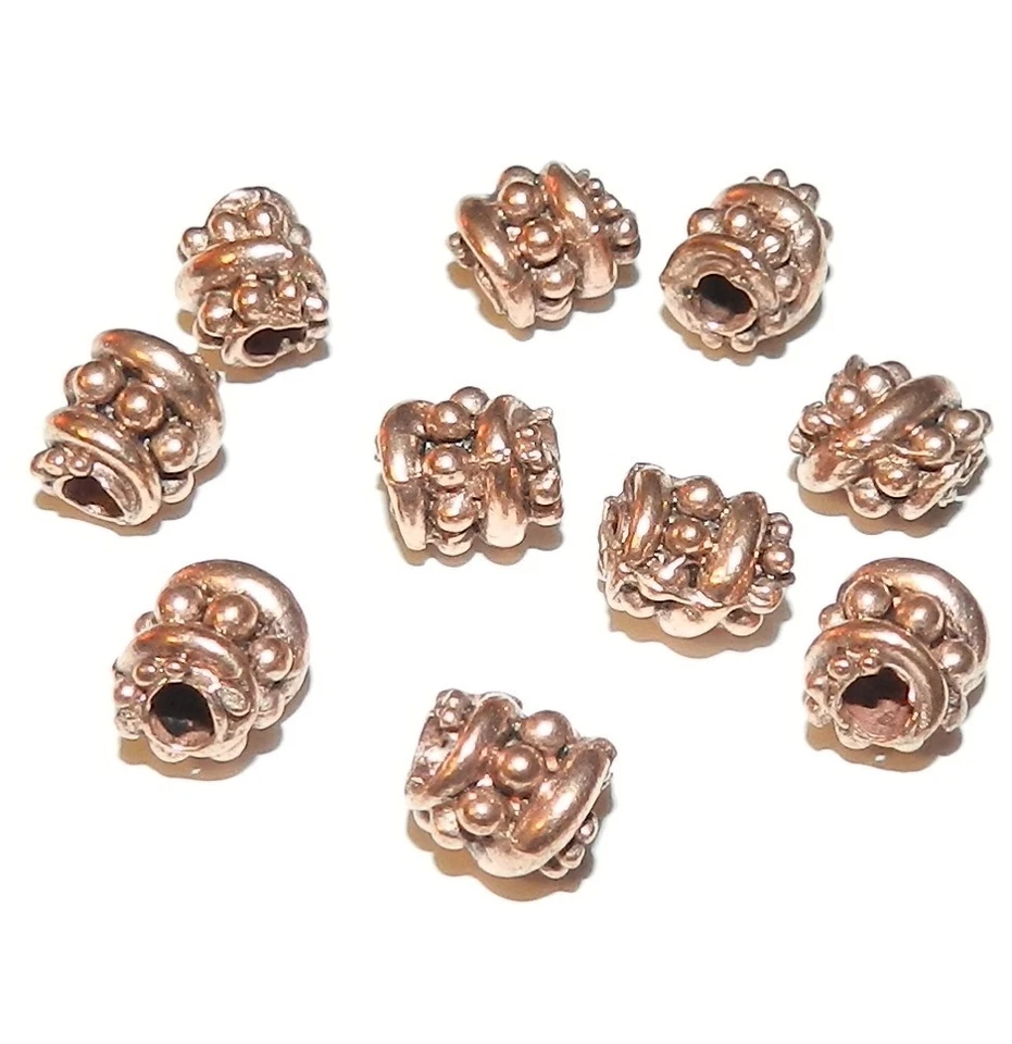 MB347 Cobre envejecido 7 mm Línea de remolino punteado Tubo redondo Chapado Cuentas de peltre 10 piezas Foto 1 de 1