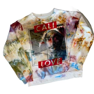 Tupac Tie Dye Cali Love Graphic Sweatshirt Medium - Picture 1 of 6