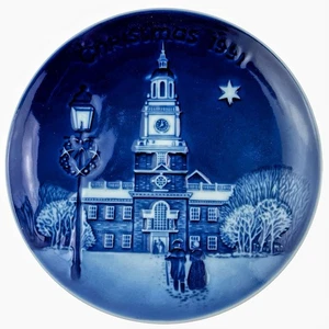 Bing & Grondahl Plate Christmas in America Christmas Independence Hall Box 1991 - Picture 1 of 5