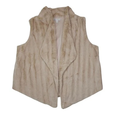Chaleco sin mangas Cato de piel sintética beige XL poliéster para mujer ropa exterior bolsillos laterales Foto 1 de 4