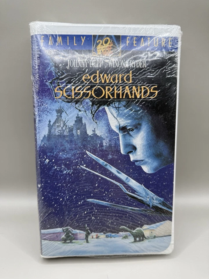 SEALED Edward Scissorhands (1994 Release) VHS Clamshell Release FOX Video Foto 1 de 4