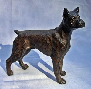 STEHBOXERHUND ~ gusseiserne Türstopperstatue ~ antik braun - Bild 1 von 4