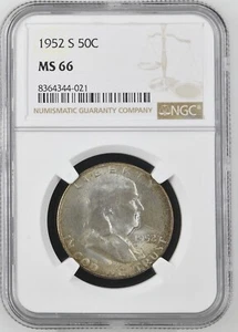 1952-S  FRANKLIN US Half Dollar,   MS66 by NGC,   an EXQUISITE looking coin!!!! - Picture 1 of 4