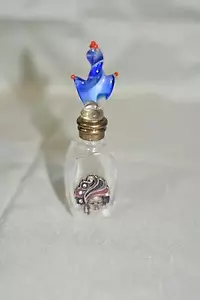 Blue Red Swirl Art Glass Perfume Bottle Stopper Wedding Vanity Wedding - Picture 1 of 1