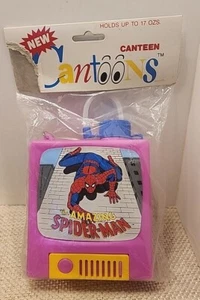 vintage RARE AMAZING SPIDER-MAN 1987 cantoons canteen marvel package Damage - Picture 1 of 7