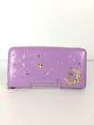 Round zip long wallet leather purple women s