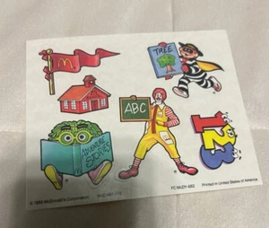 Ronald McDonald Adventure Stories 1988 Neu Kinder Mahlzeit Aufkleber Set - Bild 1 von 1