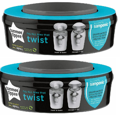 2x Tommee Tippee Twist & Click Advanced Nappy Bin Nappy Disposal Refills • 9.99£