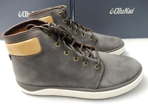 Olukai Mens Kekaha Waterproof Leather Boots Pavement Off White 11 NEW MSRP $170 - Picture 1 of 6