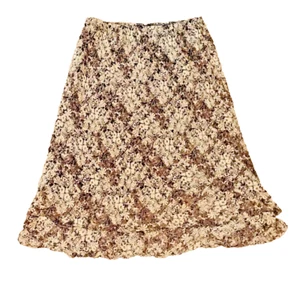 Style & Co Chiffon Skirt 22W Layered Fairy Floral Brown Beige Cottagecore - Picture 1 of 4