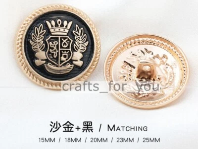 10PCS METAL SHANK BUTTONS CROWN ROUND 15MM-25MM COAT CLOTHING BAG SEWING CRAFTS - Image 1 of 4