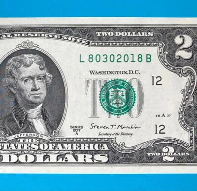 August 3, 2018 (L 80302018 B) BIRTHDAY Note $2 Two Dollar Bill *UNC* (8_3_2018) - Image 1 of 4