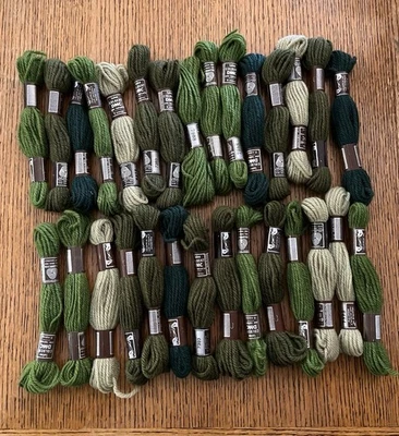 Laine Colbert DMC 100% Virgin Wool YARN~Lot of 29 Green Skeins~Crewel Tapestry - Image 1 of 4