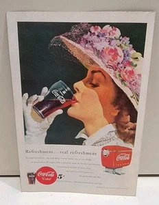 Coca Cola Coke Original Print Werbung 1949 Frau mit Hut echte Erfrischung - Bild 1 von 1