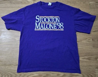 NBA Utah Jazz Stockton Malone '98 Campaign Graphic T Shirt Size Large - Image 1 of 4