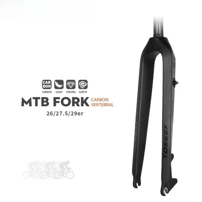  MTB Bicycle Full Carbon Front Fork 26/27.5/29er Straight Tube Rigid Fork  - Image 1 of 4