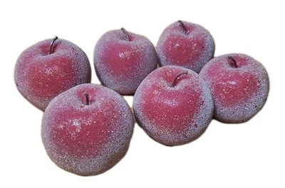 Lote de 6 piezas de manzana decorativa con cuentas de azúcar fina esmerilada vintage de fruta sintética roja Foto 1 de 4
