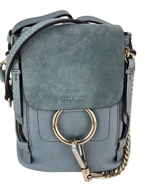 Chloe Blue Faye Mini Suede and Leather Backpack Bag EBAY LIVE - Image 1 of 4
