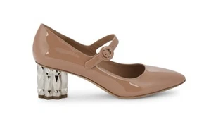 SALVATORE FERRAGAMO Ortensia Refracted Silver Heel New Blush Pumps Women’s 8B - Picture 1 of 14