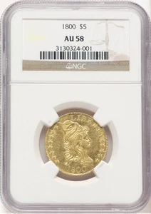1800 $5 Early Half Eagle NGC AU58 - Picture 1 of 2