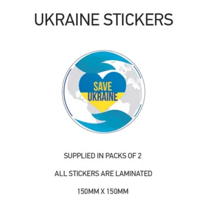 SAVE UKRAINE STICKERS X2 UKRAINIAN PEACE STAND CAR STICKER DECAL WAR03 - Picture 1 of 1