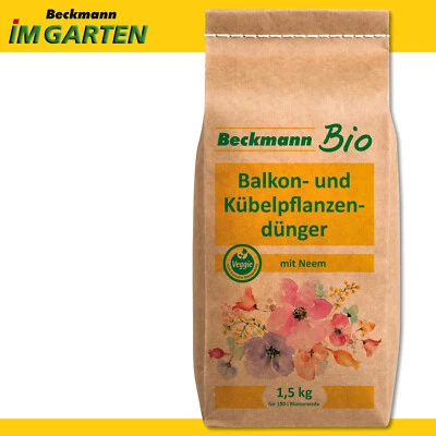 BECKMANN IM GARTEN Beckmann 1,5 kg Bio Balkon- und Kübelpflanzendünger mit Neem-Cake