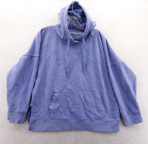 Calvin Klein Hoodie Womens Large Blue Sweatshirt Fleece Lined Pullover Preppy - Picture 1 of 13