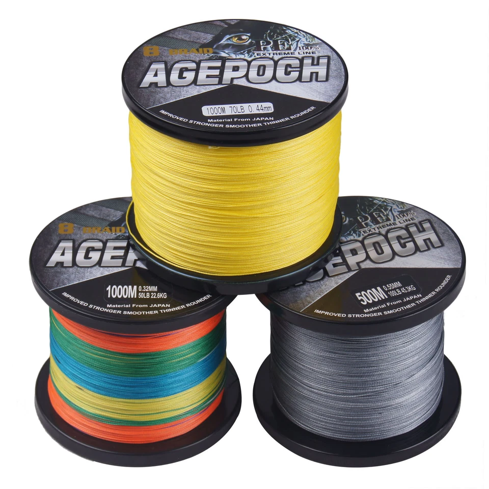 8 Strands Braid Fishing Line 100M-2000M Superb Dynema PE Line 10-100LB Agepoch - Image 1 of 4