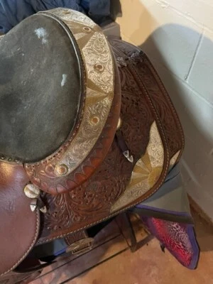 "Винтажное серебряное седло Royal Show сиденье 15,5""" - Изображение 1 из 4