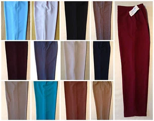 NEW LADIES PLAIN SHORT LENGTH ELASTIC WAISTBAND PULL ON TROUSER WITH POCKETS - Picture 1 of 1
