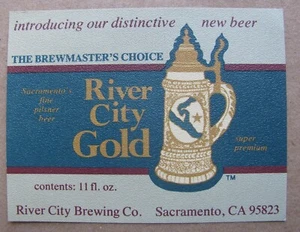 1 BOTELLA DE CERVEZA RIVER CITY GOLD ETIQUETA RIVER CITY BREWING CO SACRAMENTO CA SIN USAR - Imagen 1 de 2