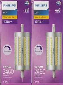 2 x 17.5W LED Linear Floodlight Globes Bulbs Lamps 118mm R7s Warm White 3000K - Picture 1 of 5