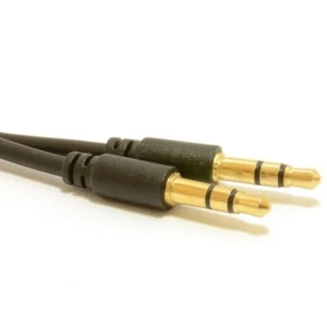 50cm Slim 3.5mm Jack to Jack Stereo Audio PRO Cable Lead Cord GOLD ends Black - Picture 1 of 1