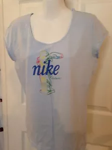 Women's Nike Believe Blue Soft Cotton Tee T Shirt Top L, Perfect! - Picture 1 of 4