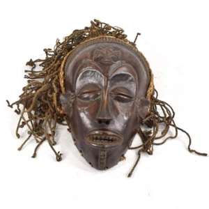 Chokwe Mask Mwana Pwo with Headdress Congo - Picture 1 of 8