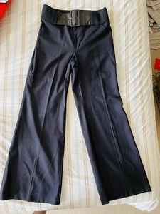 Victoria’s Secret High Waist Wide Leg Pants With Belt - Dark Blue Size 12 Tall - Picture 1 of 7