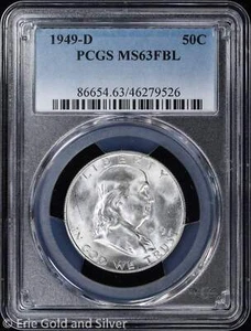 1949-D 50C Franklin Half Dollar PCGS MS 63 FBL | Uncirculated UNC - Picture 1 of 4
